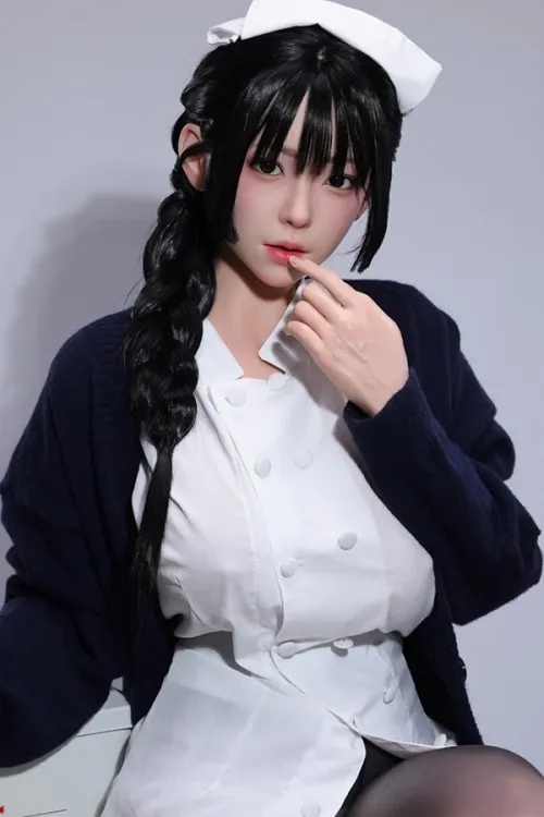FUDOLL 166cm Eカップ ＃覃星悦ヘッド リアル皮膚メイク付き 清楚で甘い雰囲気の美人ナースコスプレセックス人形 フルシリコン製