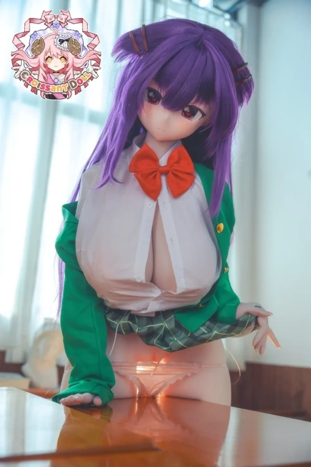 羊角社doll 155cm-max 爆乳 B08ヘッド 千鶴 手描きメイク ビニール製ヘッド+S-TPE製ボディ 萌え系制服 ラブドール 衣装3点セットプレゼント